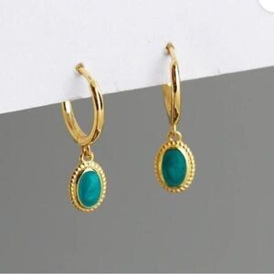 The Dainty Green Earring in 18k gold plating over 925